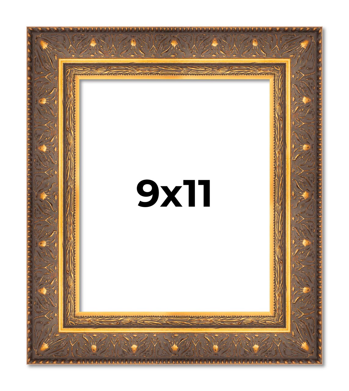 Photo Size Museum Gold Picture Frame - UV Acrylic, Foam Board Backing, Hanging Hardware